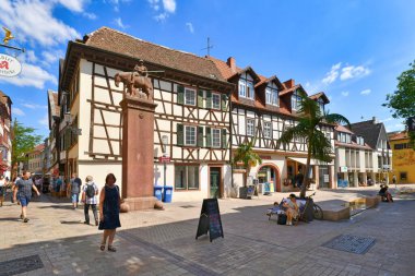 Neustadt an der Weinstrasse, Germany - August 2022: Alley called 'Laustergasse' in old historic city center 