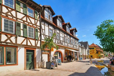 Neustadt an der Weinstrasse, Germany - August 2022: Alley called 'Laustergasse' in old historic city center with waterway project