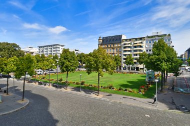 Mannheim, Germany - September 2022: Part of public park called 'Friedrichsplatz' in Mannheim city center on sunny day clipart
