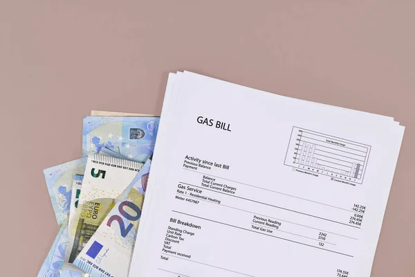Gas Bill Document Euro Bills — Stockfoto