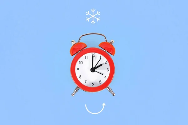 Concepto Para Explicar Horario Invierno Con Reloj Flecha — Foto de Stock