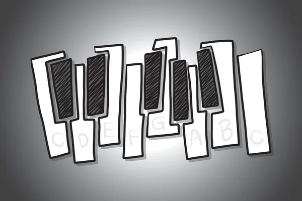 Vector Dibujo Teclas Piano Ilustración Del Teclado Para Logotipo Música — Vector de stock