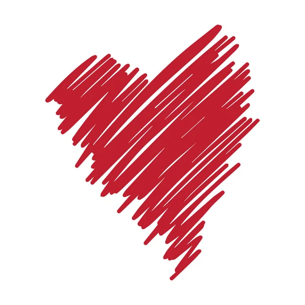 手绘涂鸦圆的红色的心 — 图库矢量图片