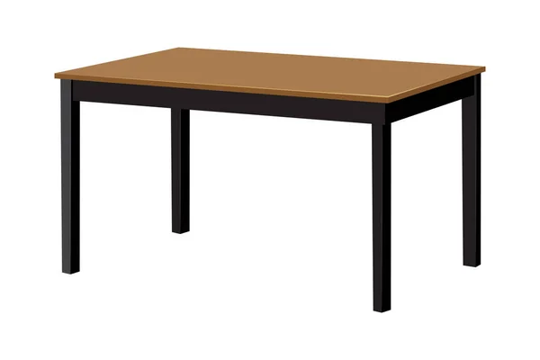 Ξύλινο Τραπέζι Απομονωμένη Εικόνα Λευκό Φόντο — Διανυσματικό Αρχείο
