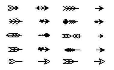 ok dekorasyonu kalp setine ayarlandı. vektör illüstrasyonuName
