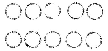 ok yuvarlak çerçeveler, el çizimi, karalama, çizgi sanatı, el çizimi..