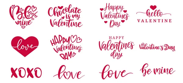 День Святого Валентина Романтическая Любовь Сердце Текстовые Ярлыки Set Vector — стоковый вектор
