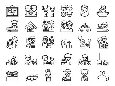 Aile ilişkileri ana hatları simgesi. Vektör illüstrasyonu