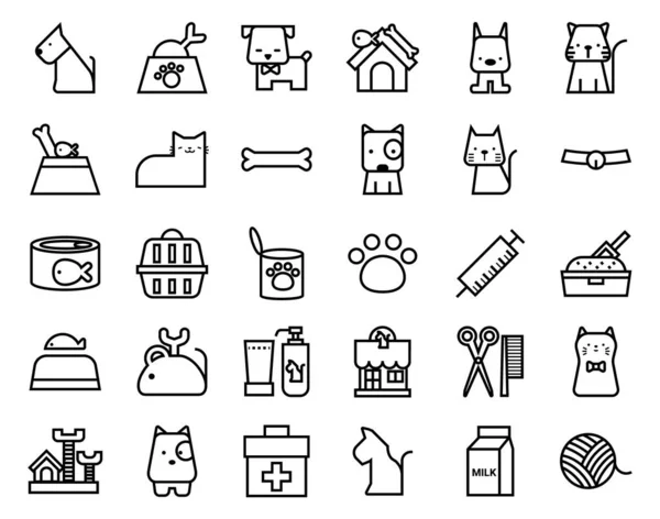 Pet Shop Icon Outline Dog Cat Vector Illustration — 图库矢量图片