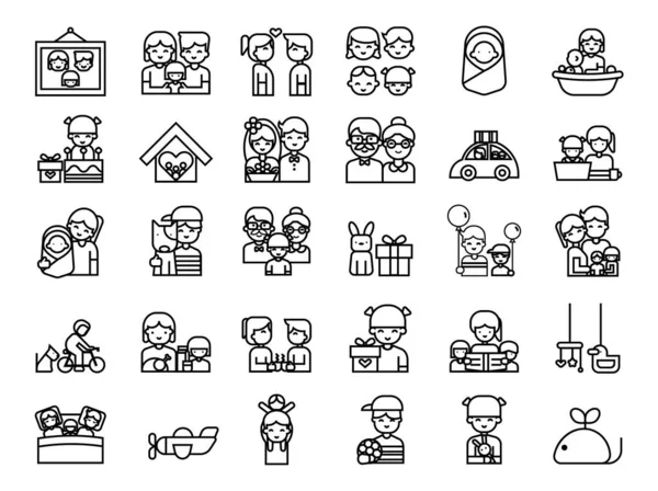 Family Relation Outline Icon Vector Illustration - Stok Vektor