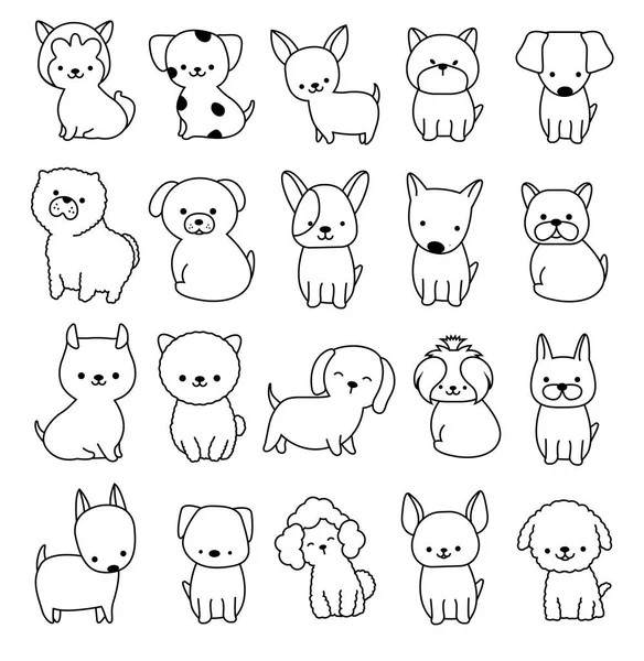 Cute Baby Dogs Cartoon Hand Drawn Style Printing Card Shirt — Vector de stock