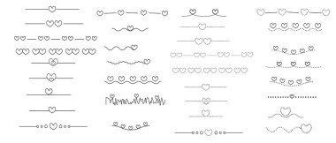 Big set heart line design, cute element, hand drawn, doodle style for love,valentine,baby.vector illustration