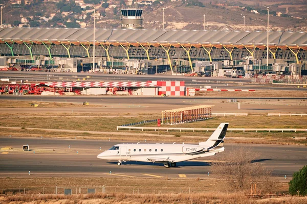 Madrid, Spain - 16 january 2022. Cristiano Ronaldo plane at Adolfo Suarez Madrid Barajas airport — Stock Photo, Image