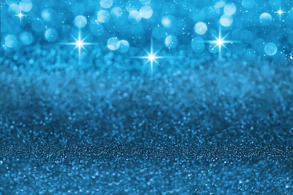 Blu Sfocato Lucido Con Stelle Brillantini Luccichio Sfondo Scintillante Natale — Foto Stock
