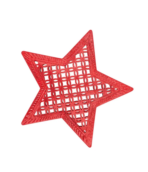 红色的观赏性星光闪耀在白色孤立的背景上 — 图库照片