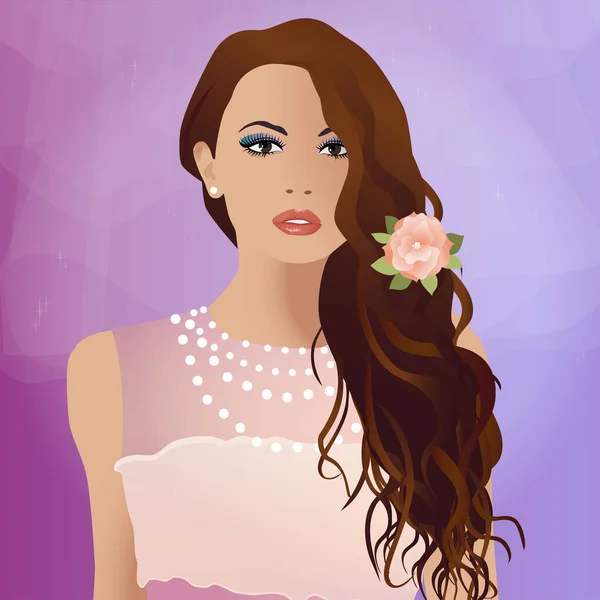 Mooie Jonge Bruid Modevector Illustratie — Stockvector