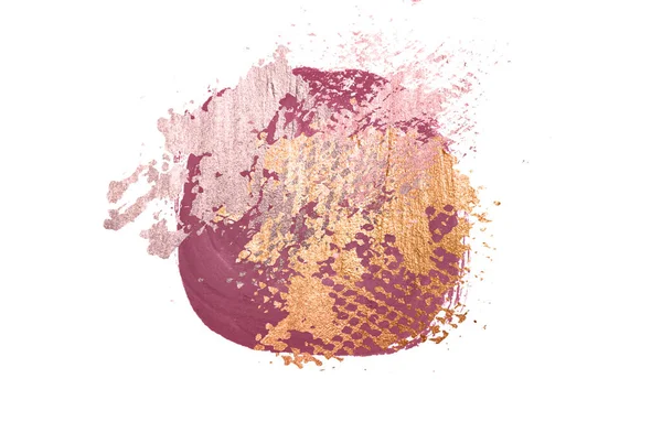 Abstract Hand Painted Gold Pink Stains White Background Your Design — Stok fotoğraf