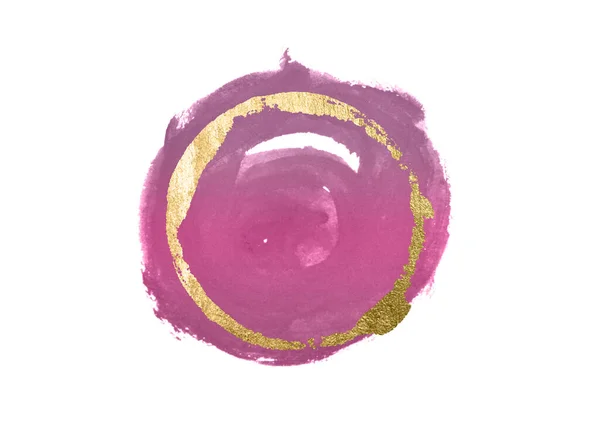 Abstract Hand Painted Gold Pink Stains White Background Your Design — Stock fotografie