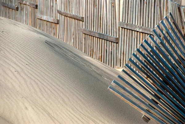 Texture of a dune with a wood fence