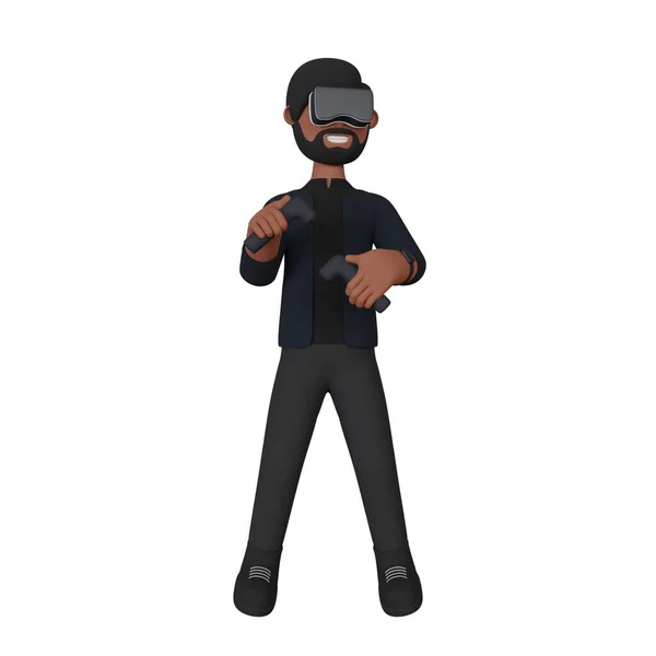 Рендеринг Человека Играющего Виртуальную Реальность — стоковое фото