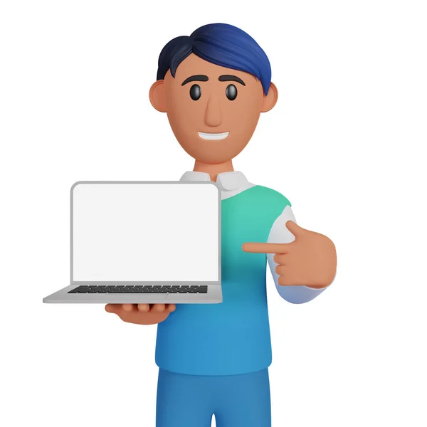Man Showing Screen Laptop Illustration — Stockfoto