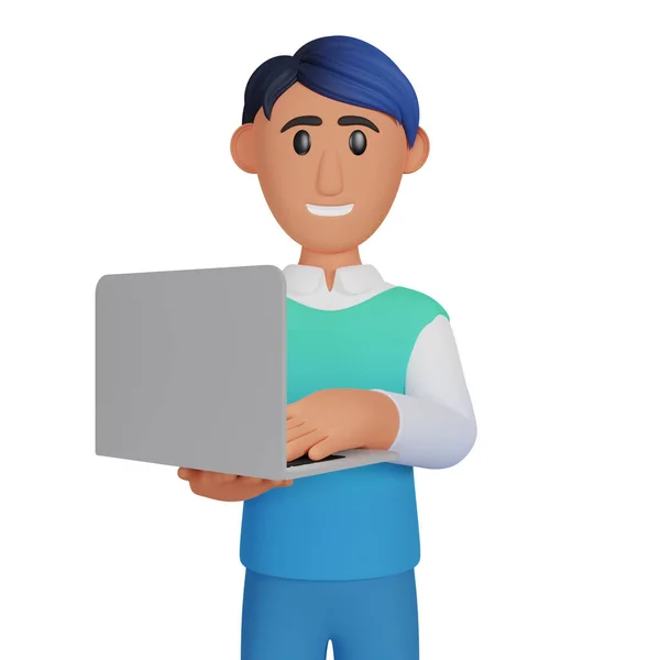 Man Working Laptop Illustration — Stock fotografie