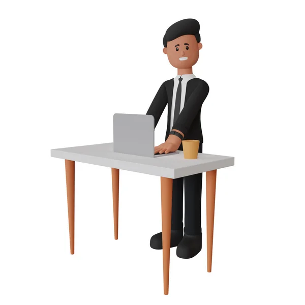 Illustration Man Working Laptop — Stock fotografie