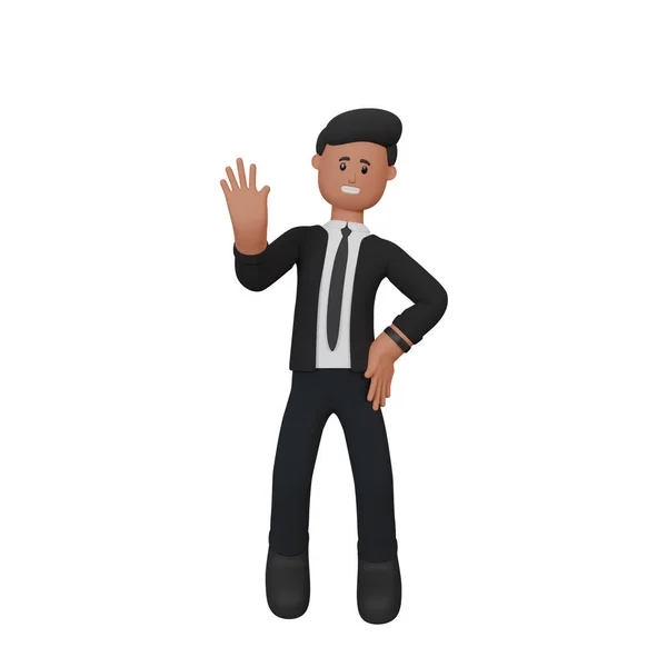 Illustration Man Character Waving Hand — Stock Fotó
