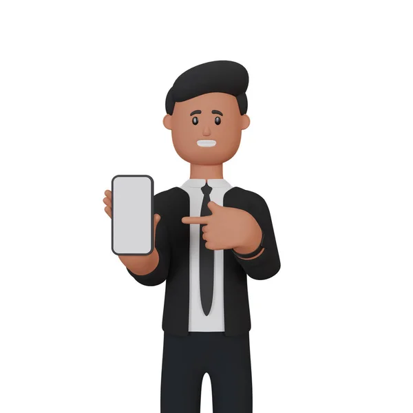 Man Showing Screen Phone Illustration — Zdjęcie stockowe