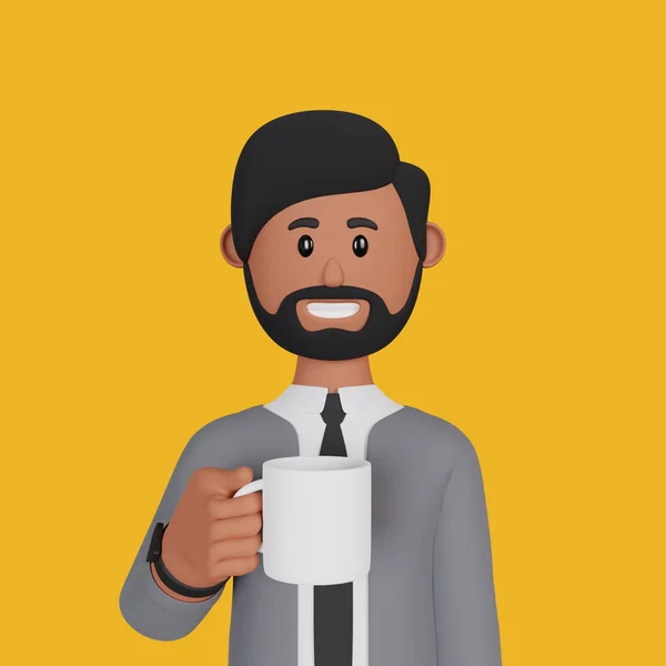 Business Man Holding Cup Illustration — Stock Photo, Image