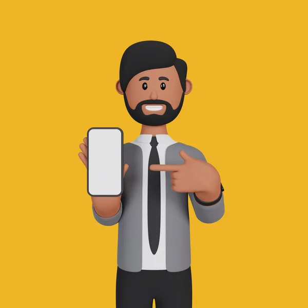 Vykreslování Muž Zobrazující Obrazovku Smartphonu — Stock fotografie