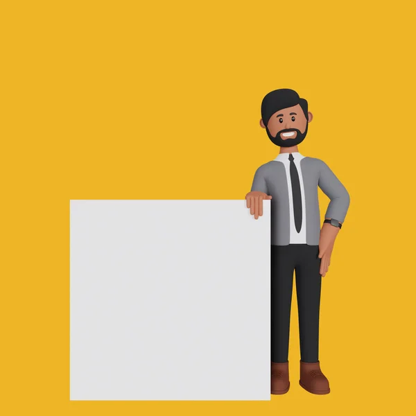 Man Leaning Blank Presentation Illustration — Stock Fotó