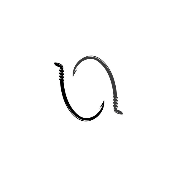 Fishing Hook Icon Σιλουέτα Λογότυπο Λευκό Φόντο — Διανυσματικό Αρχείο