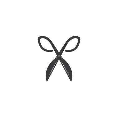 Makas ikon vektör illüstrasyonu. Kuaför logosu sembolü.