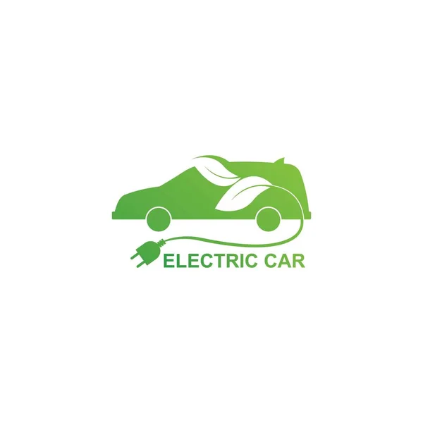 Carro Elétrico Verde Carro Híbrido Tecnologia Logotipo Design — Vetor de Stock