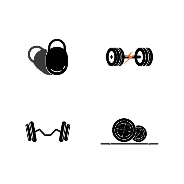 Barbell Dumbbell Gym Icon Logo Template — Stock Vector