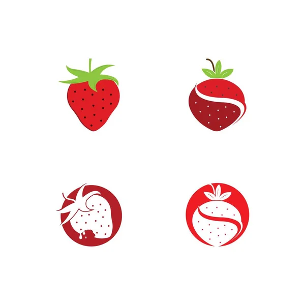 Ikon Vektor Templat Logo Strawberry Stok Ilustrasi 