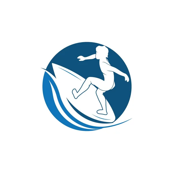 Surfing with water wave logo vector template, Illustration symbo