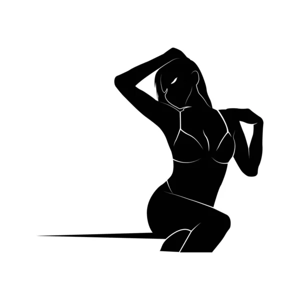 Sexy Weibliche Silhouette Isolierten Vektor — Stockvektor