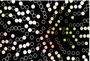 Koyu yeşil, daireli kırmızı vektör şablonu. Parlak renkli soyut çemberlerin olduğu bir resim. Reklamlar, broşürler için desen.