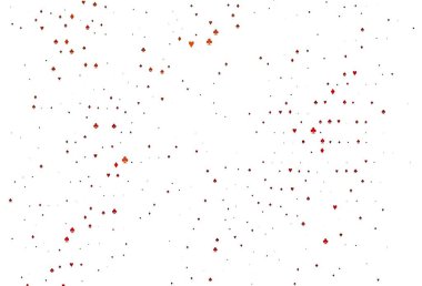 İskambil kağıtlı açık kırmızı vektör dokusu. Kalplerin, maça, sinek ve elmasların işaretleriyle renkli bir değişim. Vegas 'ta parti ilanları, etkinlikler.