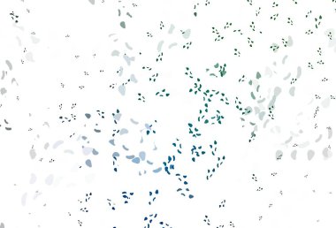 Açık mavi, Memphis şekilli yeşil vektör şablonu. Renkli rastgele şekillerle modern soyut illüstrasyon. Duvar kağıtları için zarif tasarım.