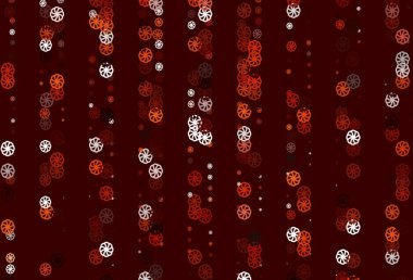 Açık Kırmızı, sarı vektör arkaplan ve xmas kar taneleri. Buz kristalleri ile soyut resimleme. Şablon yeni yıl arkaplanı olarak kullanılabilir.