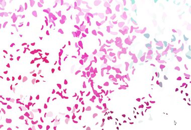 Memphis şekilli açık pembe vektör şablonu. Renkli rastgele şekillerle modern soyut illüstrasyon. Kartvizitiniz için modern tasarım.