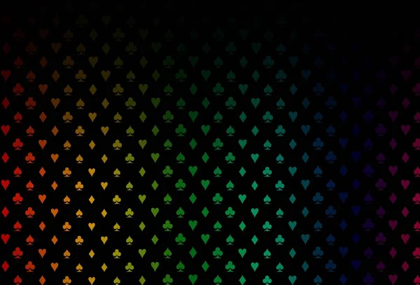Dunkles Mehrfarbiges Regenbogenfarbenes Vektorlayout Mit Kartenelementen Illustration Mit Herz Pik — Stockvektor