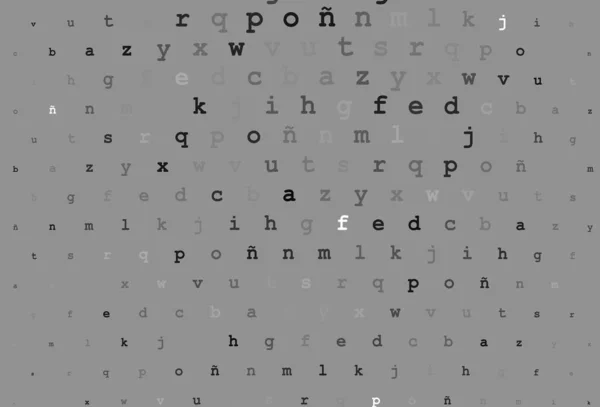 アルファベットの記号を持つライトシルバー グレーのベクトル背景 ラテン文字で抽象的なイラスト パターンは学校 文法ウェブサイトで使用できます — ストックベクタ