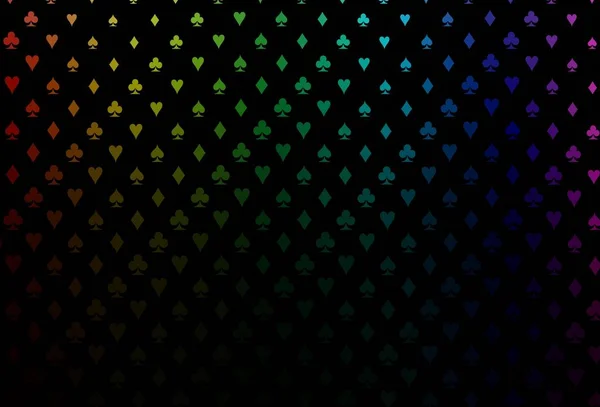 Dark Multicolor Rainbow Vektor Textur Mit Spielkarten Illustration Mit Herz — Stockvektor