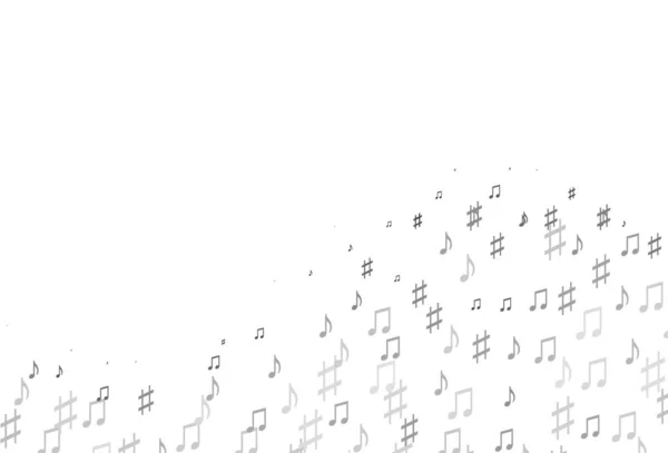ライトシルバー グレーのベクトルテクスチャと音楽ノート メロディキー付きのモダンな抽象的なイラスト チラシの模様 — ストックベクタ