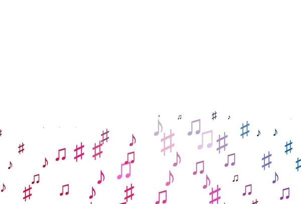 Bleu Clair Fond Vectoriel Rouge Avec Des Notes Musique Clés — Image vectorielle