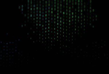 Koyu mavi, dolar ile yeşil vektör şablonu, USD, ABD. Doların sembolleriyle bulanık tasarım, USD, ABD. Bu model finansal ve yatırım web siteleri için kullanılabilir.